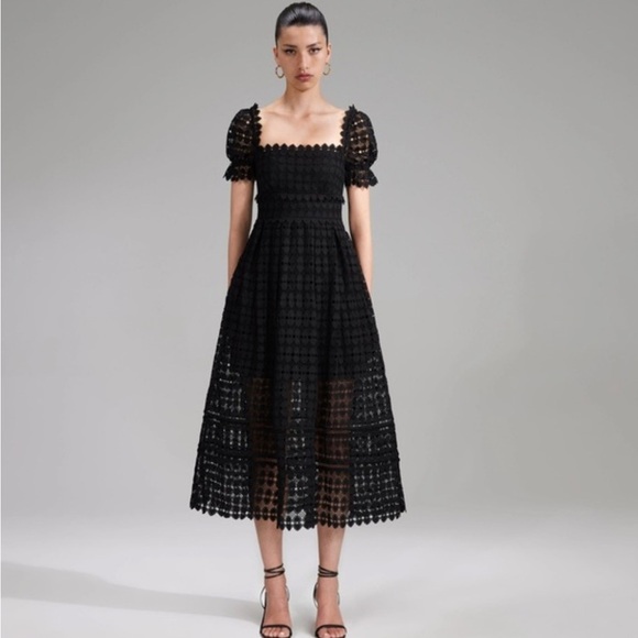 Self-Portrait Dresses & Skirts - Self Portrait black heart lace midi dress Size 6 New with tags